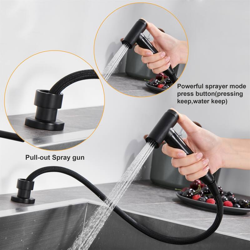 Clihome Morden Stainless Kitchen Bridge Faucet with Sprayer