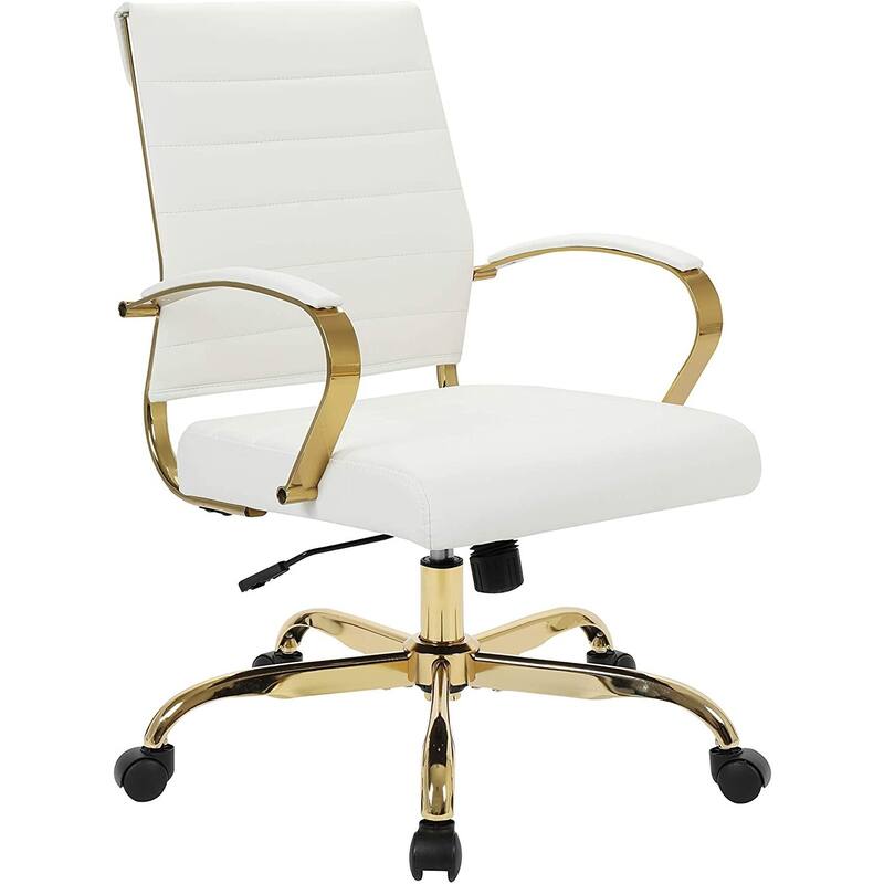 Modern Office Chair Gold Frame Adjustable Leather Task Desk Chair
