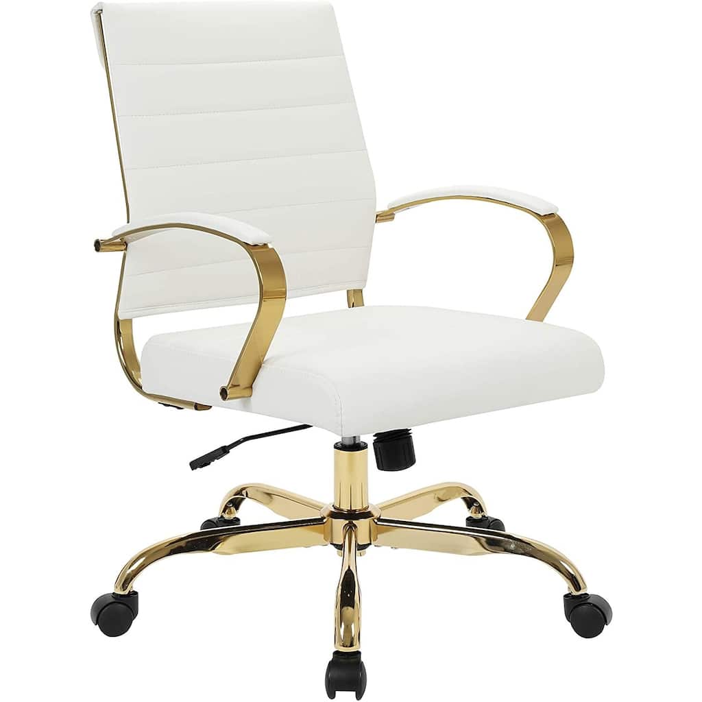 Modern Office Chair Gold Frame Adjustable Leather Task Desk Chair