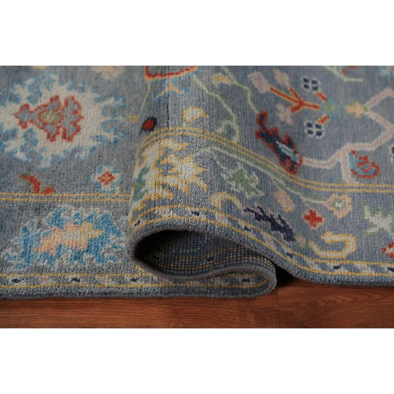 Floral Oushak Indian Runner Rug Hand-Knotted Wool Carpet - 2'6"x 7'9"
