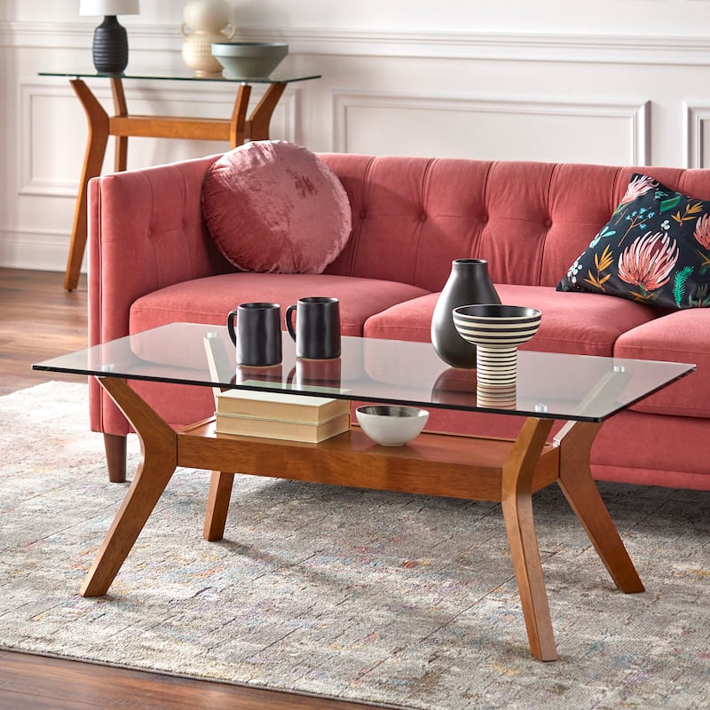 Carson Carrington Kristiansand Walnut Finished Coffee Table - Walnut - Glass