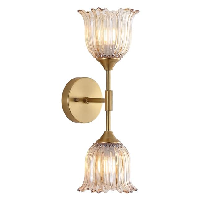 2-lights vanity light gold bedroom light glass, metal wall light