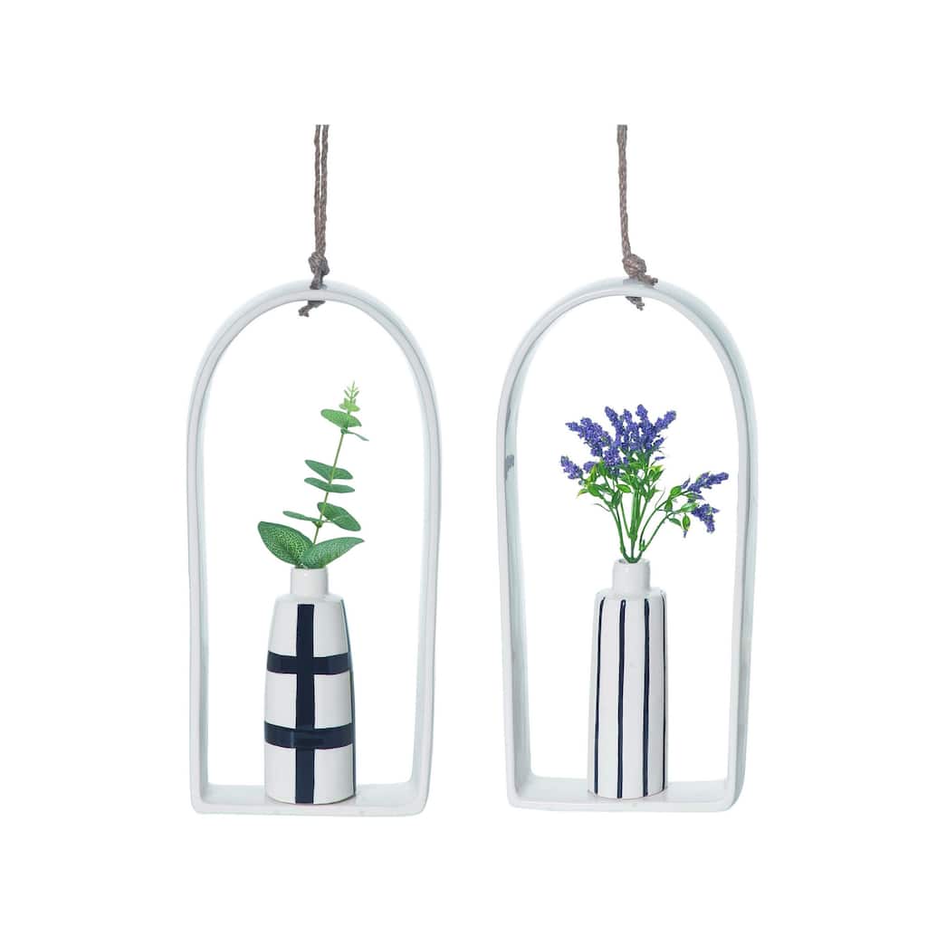 Transpac Ceramic Hanging Bud Vase Set of 2 Spring Home Decorations