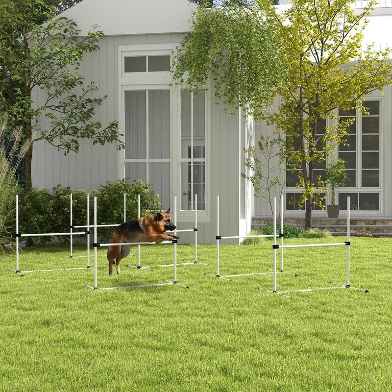 6PCS Dog Agility Set with Adjustable Height Jump Bars, Carry Bag