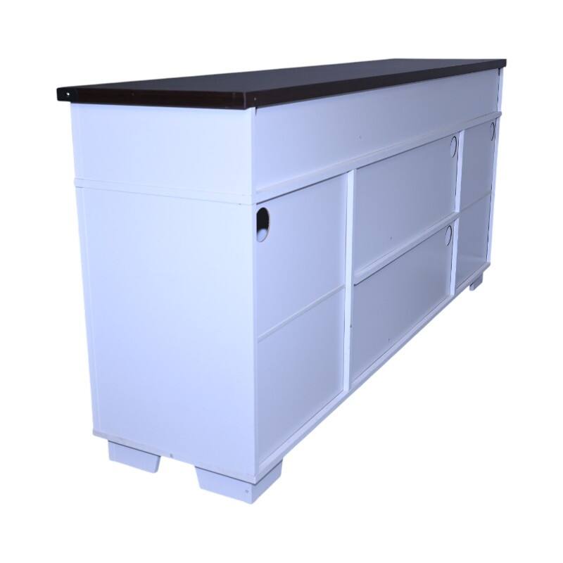 Country Style TV Stand LED TV Stand with Lron Mesh Barn Door and Y Decorative Strip, for Living Rooms, White+Walnut