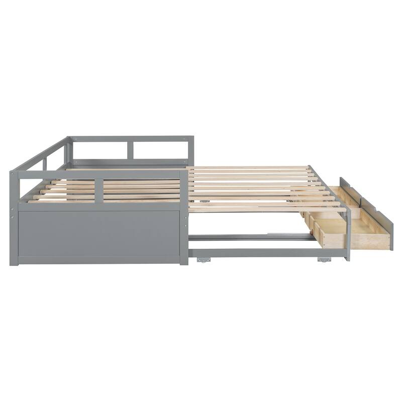 Roomfitters Twin Extending Daybed with Trundle and 2 Storage Drawers, Expands to King Size