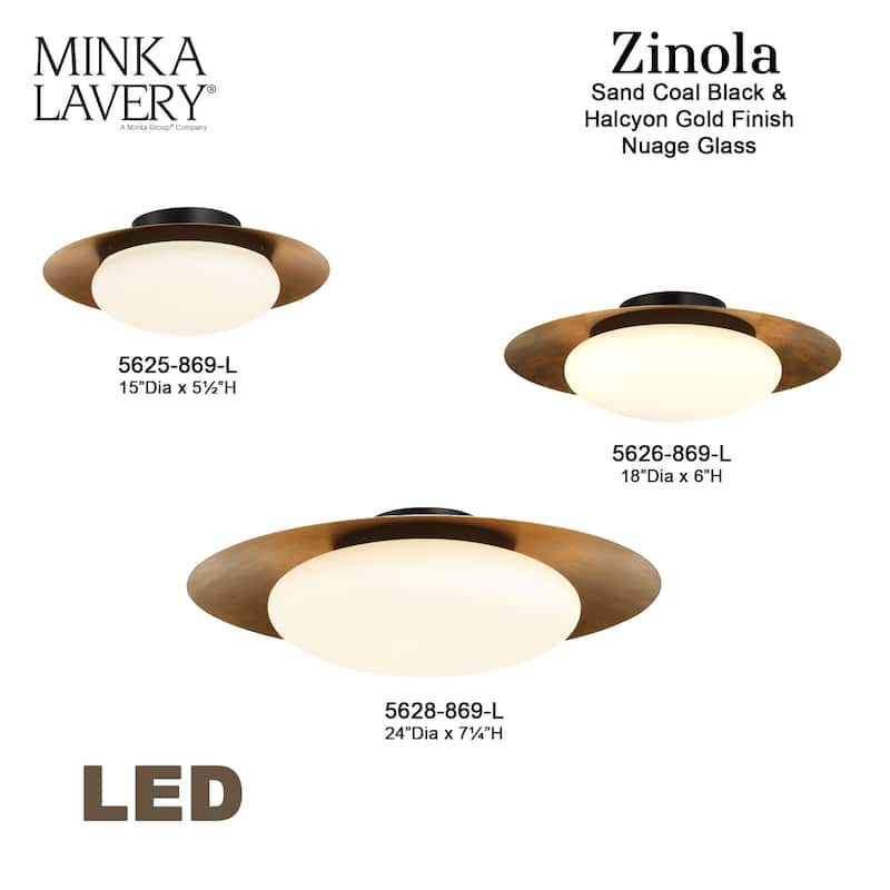 Minka Lavery 5625-L Zinola 15" Wide LED Semi-Flush Mount Ceiling
