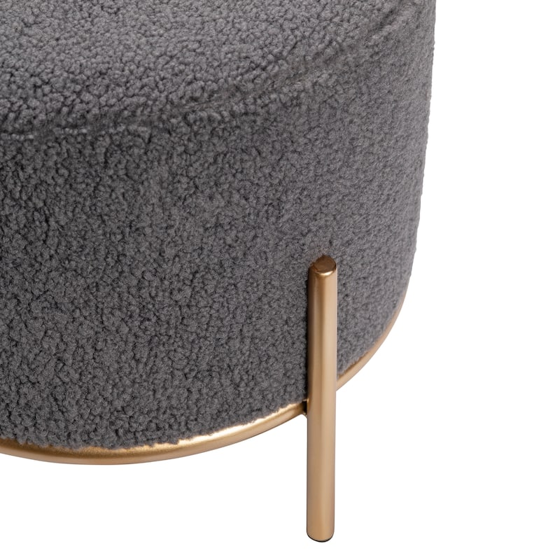 Kari Sherpa & Goldfinished Metal Stool