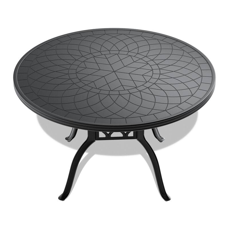5 Pcs Aluminum Outdoor Dining Set, All-Weather Patio Furniture Set with 4 Cushioned Swivel Rocker Chairs and Round Table