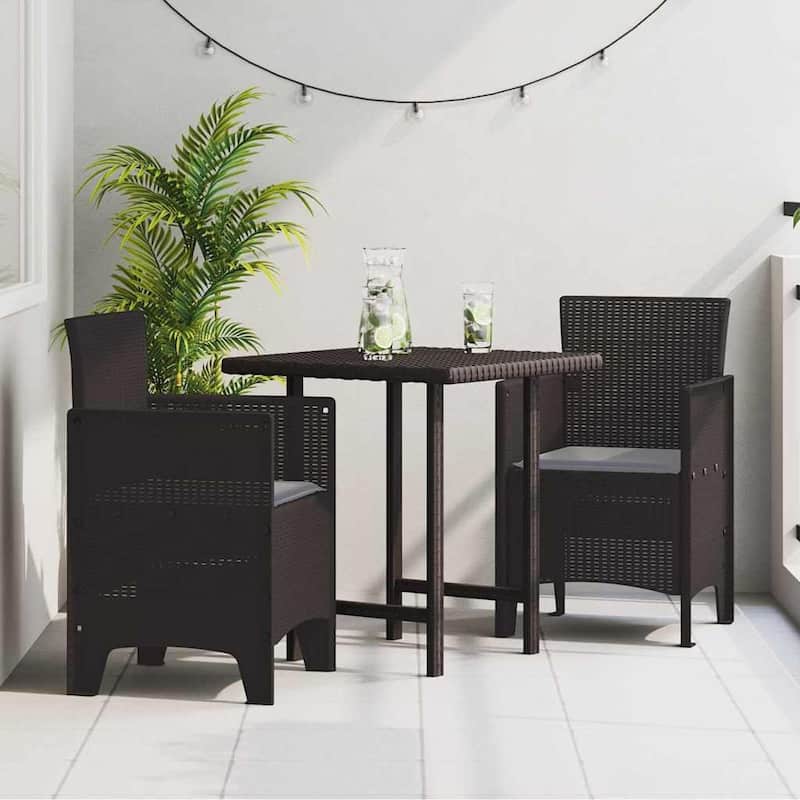 vidaXL Garden Chair 2/4 pcs Anthracite/Brown/White 53 x 49 x 85 cm PP - 53 x 49 x 85 cm - Brown Anthracite /2
