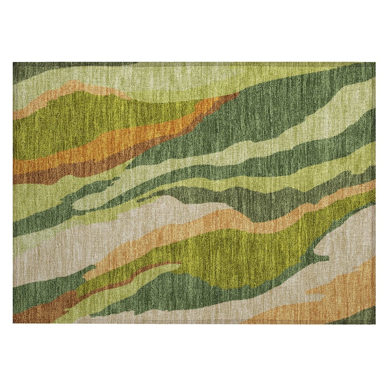 Machine Washable Indoor/ Outdoor Abstract Contemporary Chantille Rug