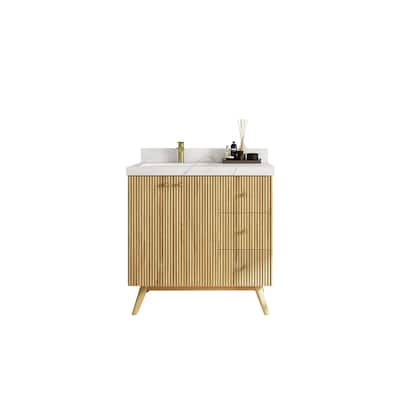 Willow Collections 36 in. W x 22 in. D Pasadena Solid Teak Left Offset Sink Bathroom Vanity with Countertop