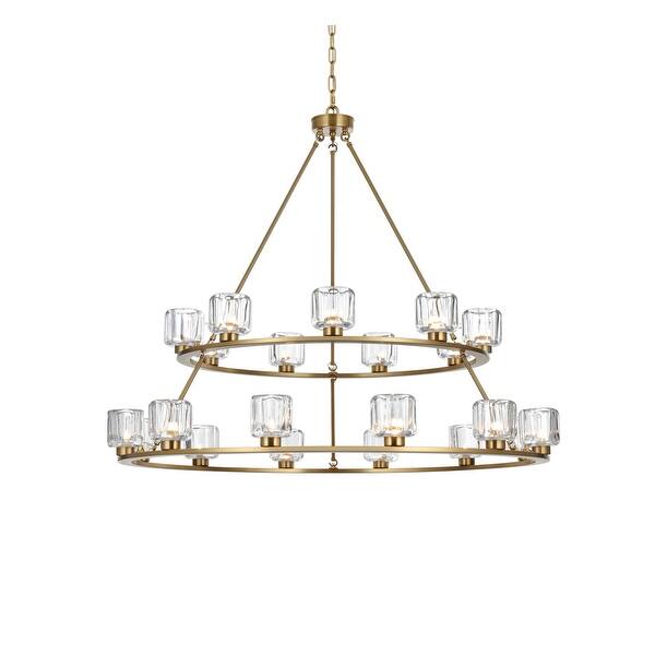 slide 2 of 5, Colton Two-Tier Chandelier Satin Gold - 48"