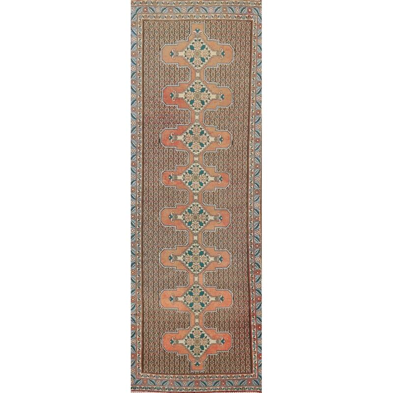 Geometric Bidjar Vintage Persian Runner Rug Handmade Wool Carpet - 2'9" x 10'1"