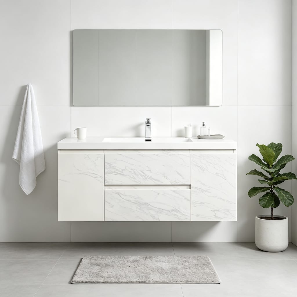 Patara Jazz White Floating Bathroom Vanity, 36" 48" 60"