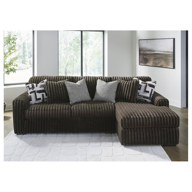 Signature Design by Ashley Midnight-madness Brown 2-Piece Sectional Sofa with Chaise - 120" W x 65" D x 40" H - Right Facing