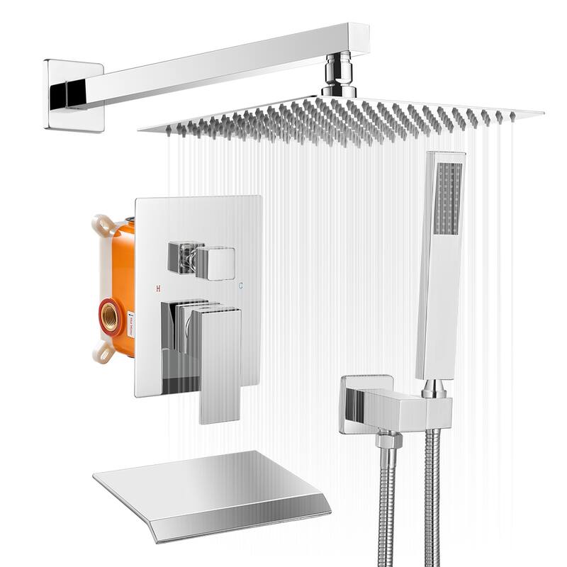 WIZ 3-Spray Patterns With 2.5 GPM 12 in. Showerhead Shower System - Polished Chrome