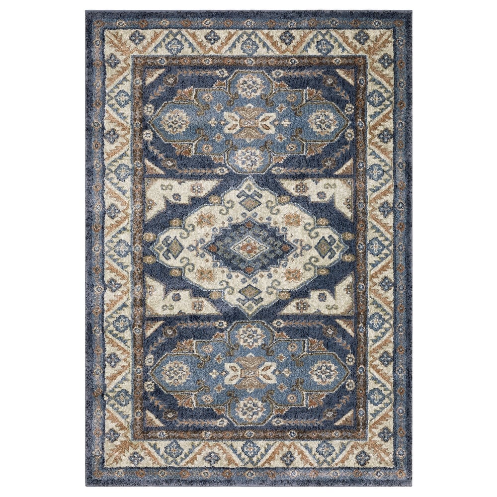 ROW Gemma Triple Medallion Traditional Blue/Rust Area Rug
