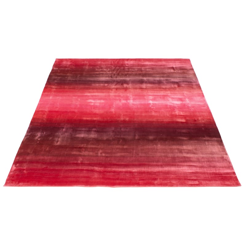 ECARPETGALLERY Hand Loomed Shimmer Red Viscose Rug - 7'11 x 9'9