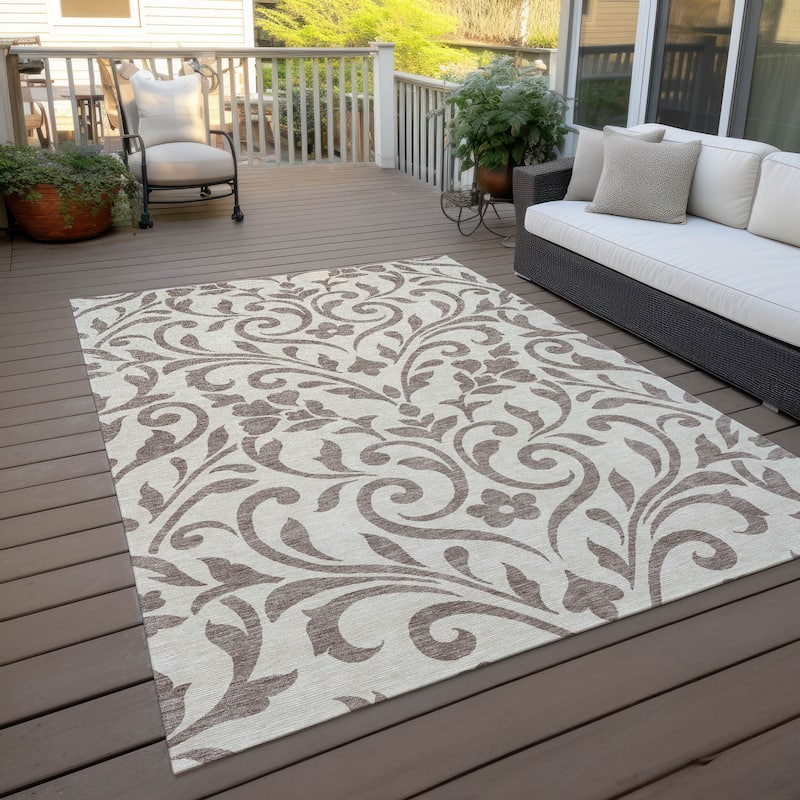 Machine Washable Indoor/ Outdoor Chantille Traditional Elegant Rug - Taupe - 9' x 12'