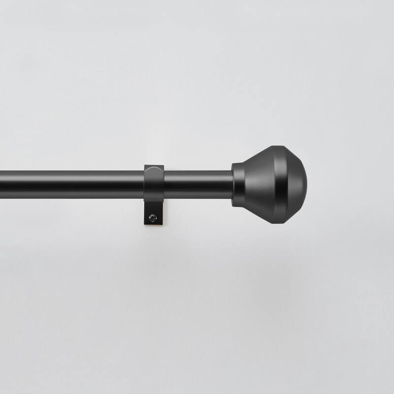 DKNY Conrad Curtain Rod and Finial Set - 66" - Black