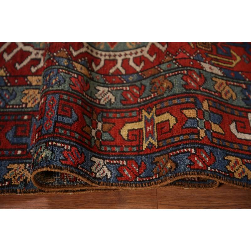 Vegetable Dye Antique Heriz Serapi Persian Runner Wool Carpet - 3'5" x 10'4"