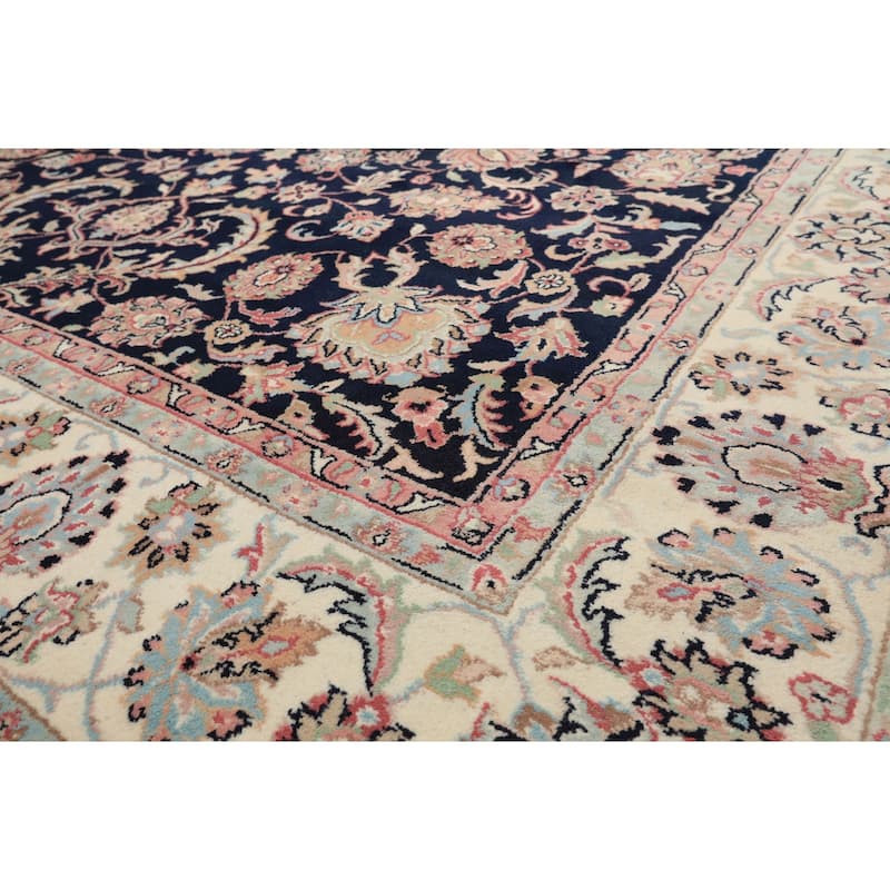 8'1''x10'2'' Hand Knotted Wool Midnight Blue Taabriz Traditional Are Rug - 8' 1'' x 10' 2''