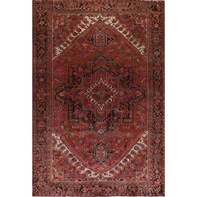 Vintage Vegetable Dye Heriz Persian Area Rug Hand-knotted Wool Carpet - 9'11" x 12'10"