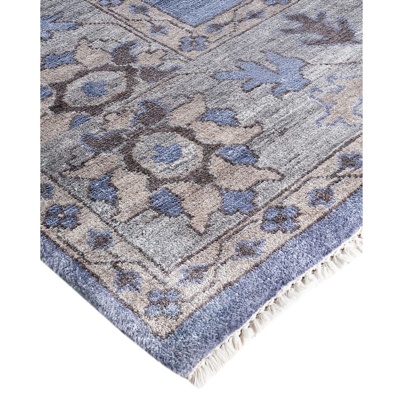 Modern One-of-a-Kind Hand-Knotted Area Rug - Purple, 9' 1" x 12' 1" - 9' 1" x 12' 1"