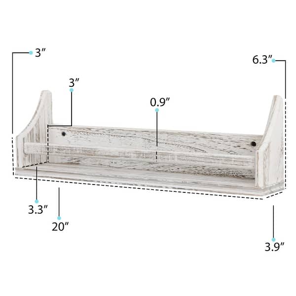 dimension image slide 1 of 2, Wallniture Angel 20 inch Wooden Wall Shelf for Functional Storage and Display in Living Room, Kitchen, Bedroom, or Office, 3pcs