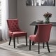 preview thumbnail 6 of 70, Cheney Contemporary Tufted Dining Chairs (Set of 2) by Christopher Knight Home - 21.50" L x 25.00" W x 36.00" H Deep Red/Dark Brown