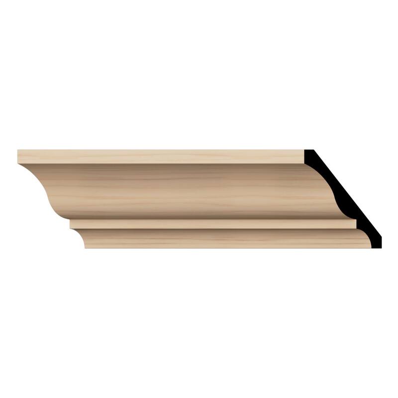 WM48: 3-1/3-in H x 2-2/3-in P x 4-1/4-in F x 96-in L Americraft Solid Hardwood Stain Grade Crown Moulding - Alder