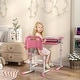preview thumbnail 9 of 8, Kids Desk and Chairs Set, Height Adjustable Children School Study Desk with Tilt Desktop, Storage Drawer - Pink
