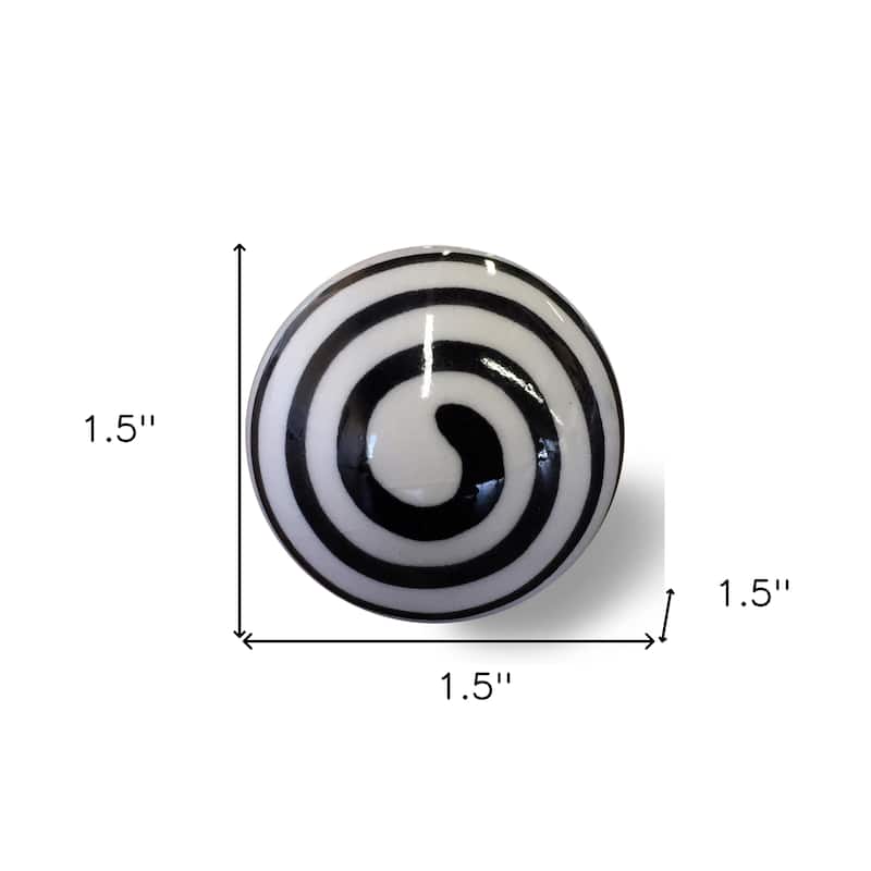 HomeRoots Set of Eight Black And White Ceramic And Metal Drawer Pull Knobs - 1.5' X '1.5' X '1.5