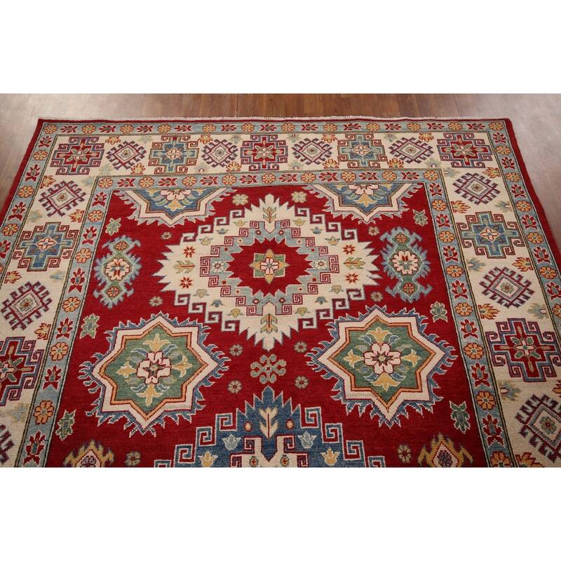 Red Kazak Area Rug Bedroom Hand-Knotted Wool Carpet - 6'7" x 9'9"