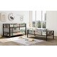 preview thumbnail 5 of 7, Twin Size Metal Triple Bunk Bed, with Wood Decoration Footboard and Headboard and Full-length Guardrail