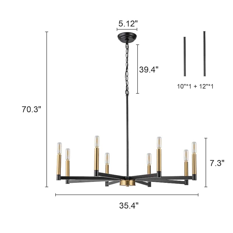 8-Light Classic Candle Chandelier Kitchen island Hanging Pendant for dining room