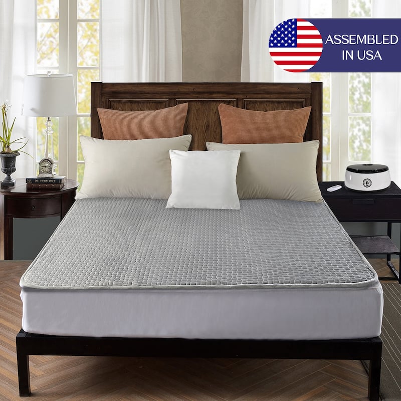 Water Heated Mattress Pad Mattress Underblanket with Wireless Remote Control - King - Type 2 Grey