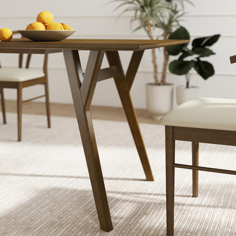 Roundhill Furniture Lavin Modern 7-Piece Dining Set, Wood Dining Table with 6 Curved Back Chairs