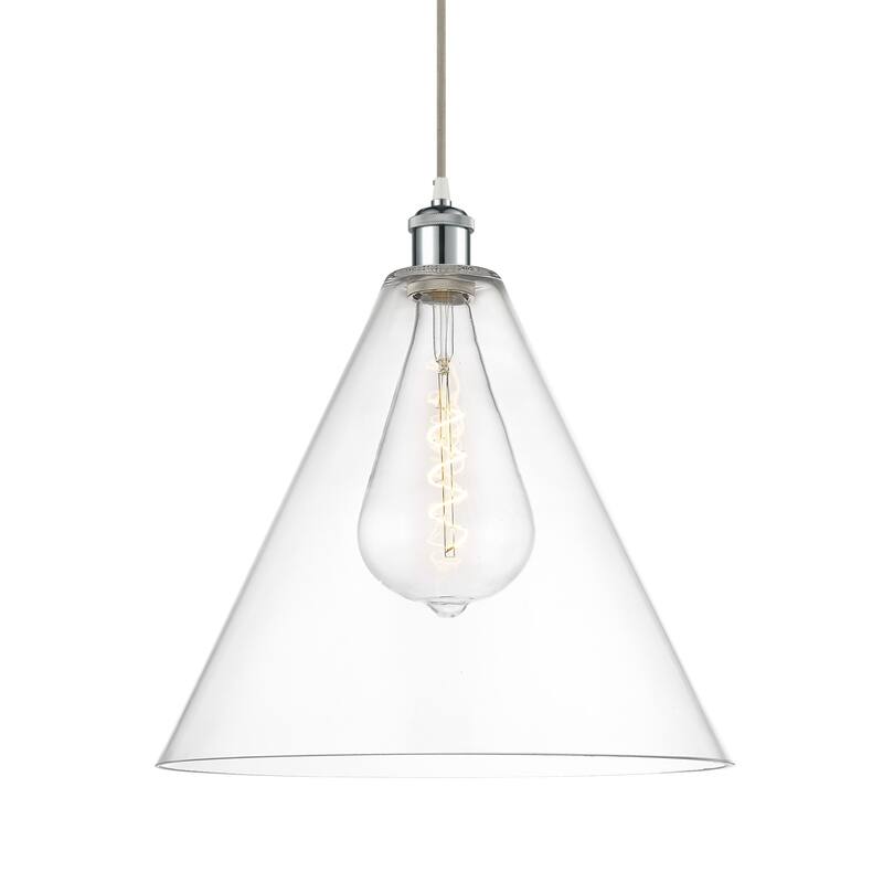 Innovations Lighting 516-1P-19-16 Berkshire Pendant Berkshire 16" Wide - White and Polished Chrome / Clear