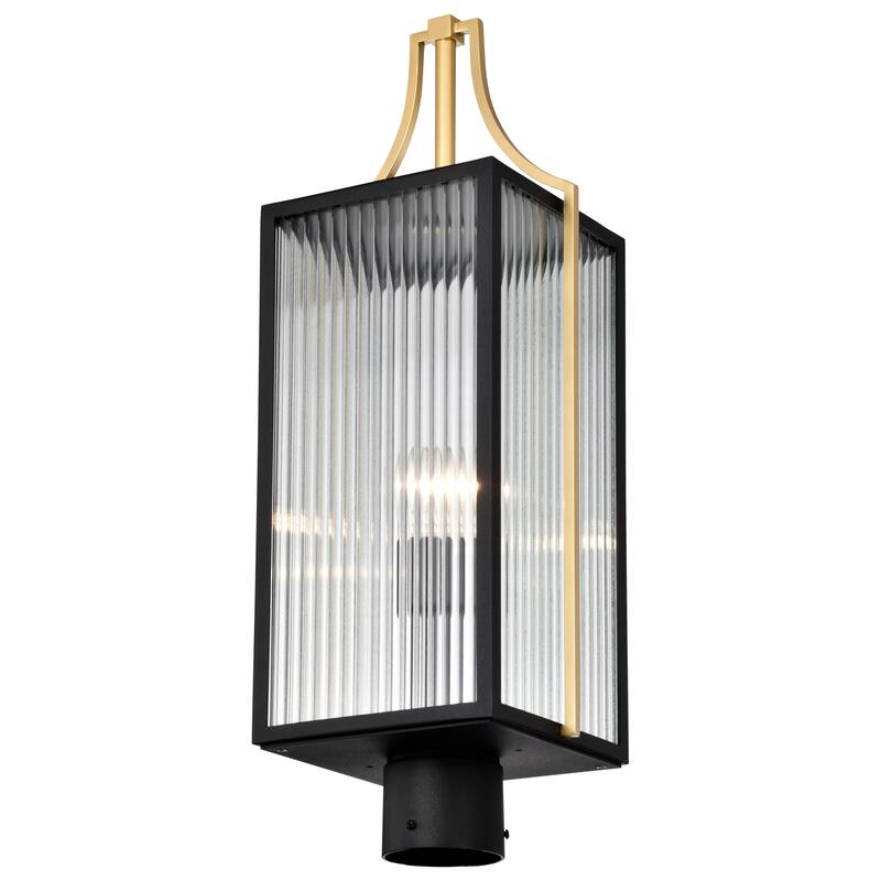 Holden Outdoor Post Lantern Gold and Black Finish Clear Glass