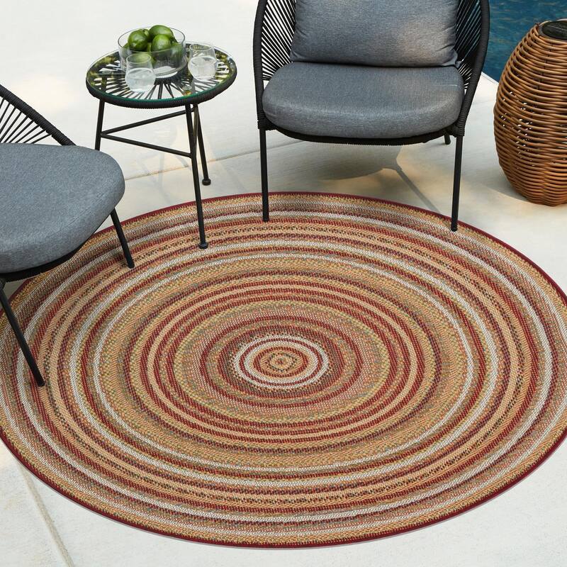 Outdoor Atelier Collection Area Rug - Burgundy - 5'3" Round