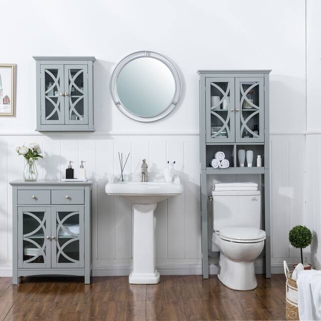 Glitzhome Oversized Iron-framed Round Wall Mirror