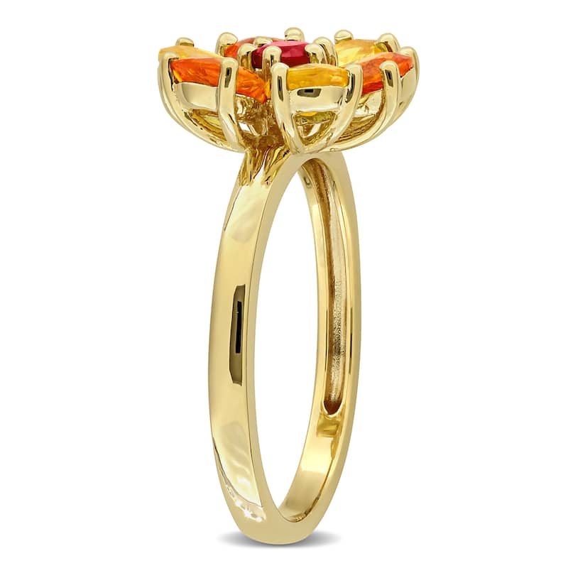 Miadora Multi-Gem Floral Ring Sterling Silver