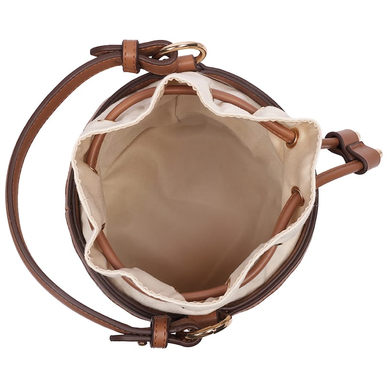 Tommy Bahama Raffia & Woven Drawstring Bucket Bag - Convertible Top Handle & Crossbody