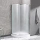 preview thumbnail 16 of 25, OVE Breeze Round Corner Shower Kit with Frosted Glass Sliding Door and Shower Base Pan (Walls not Included) 33" - Satin Nickel