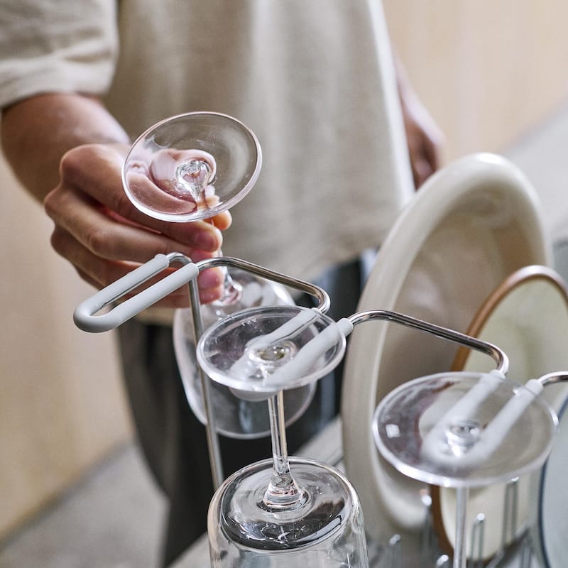 Extend Steel Plus Expandable Dish Rack with Wine Glass Holder