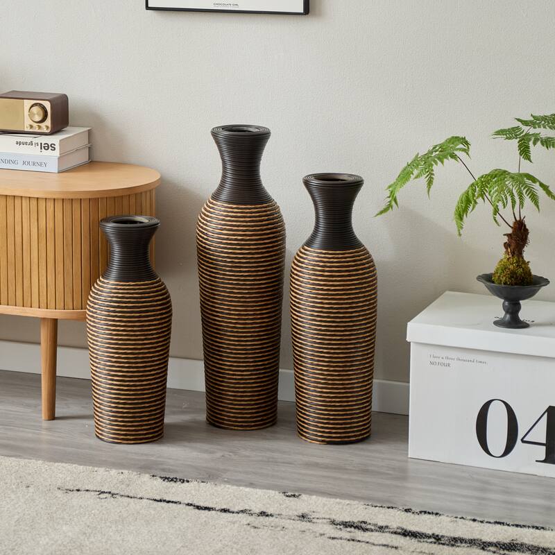 3-Piece Set Decorative Floor Vases, Floor Vases With High Independent Flower Racks, Artificial Vine Vases, Pvc Floor Vases