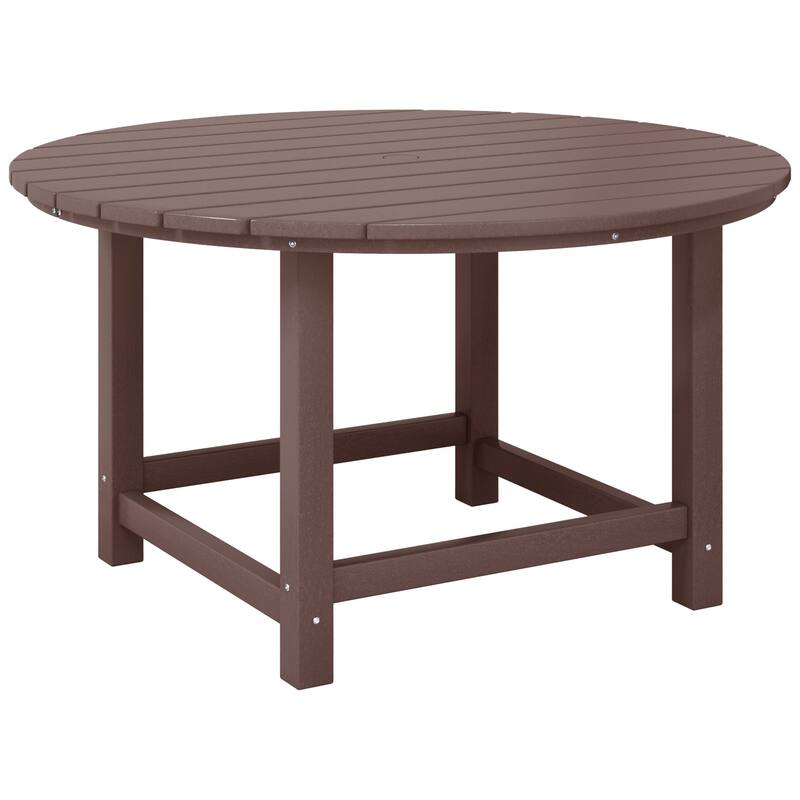 Polytrends Laguna Kids Outdoor 38" Round Poly Dining Table for Children - Dark Brown