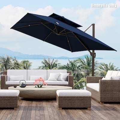 Deluxe 10' x 10' Outdoor Square Double Top Cantilever Umbrella, Base Not Included